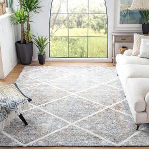 Ковер SAFAVIEH, 214 x 214 см, Artistry Collection, Ivory & Gold, ручной работы, плетеный узор, шерсть и вискоза, идеально для помещений с высокой проходимостью в гостиной, спальне (ARR667D)