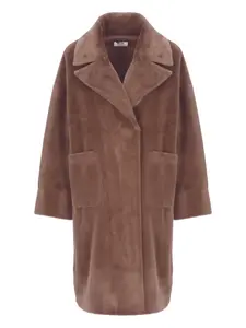 Двубортное пальто из искусственного меха Betta Corradi, коричневый