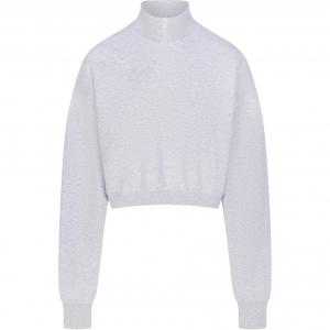 Skims Флисовая укороченная толстовка с молнией до половины FW24 Cotton Fleece, женская, цвет Light Heather Grey/Light Heather Gray