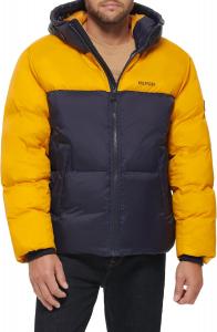Мужская стеганая куртка-пуховик Tommy Hilfiger Mens свободного кроя, Navy/Yellow