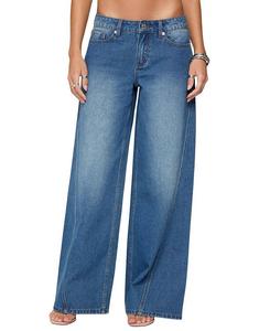 Линден Джинсы мешковатые с низкой посадкой, средняя стирка Rinse Wash Edikted, синий