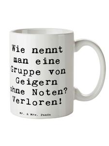 Кружка с надписью Пропавший скрипач белого цвета Mr. & Mrs. Panda