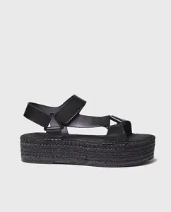 Женские кожаные эспадрильи на танкетке с застежкой-липучкой Toni Pons, черный