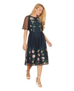 Женское выпускное платье с вышитыми сетчатыми рукавами Yumi, Navy