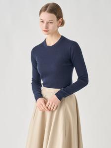 Пуловер с круглым вырезом, ребристой текстурой и длинными рукавами | NOLAH | 30 г