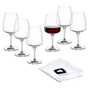 Бокалы для красного вина 6 бокалов для вина CESTI + салфетка для полировки 6 бокалов для красного вина с салфеткой для полировки Leonardo, прозрачный/белый/синий