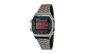 CASIO Мужские часы Retrofit Series с кварцевым механизмом, стальной браслет, черный циферблат