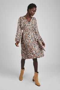 Платье мини для беременных с цветочным принтом и рукавами блузонами Jojo Maman Bébé, черный