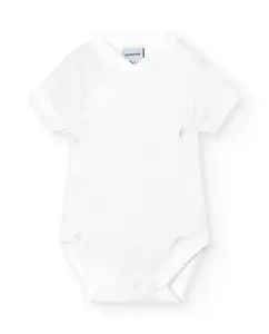 Набор из 2 детских боди с коротким рукавом, перекрестным вырезом и рубчиком 1x1 BABIDÚ, белый