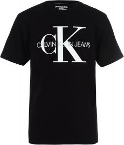 Футболка Calvin Klein Boys с коротким рукавом и круглым вырезом, мягкая, удобная, свободного кроя., Old School True Black