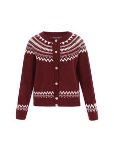 DreiMaster Женский кардиган винно-красного цвета, кремового оттенка