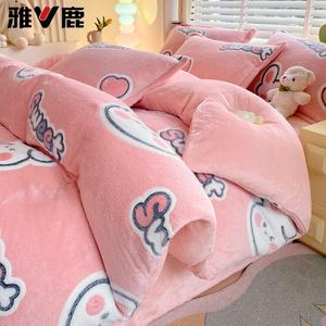 Yalu Пододеяльник 180х200 см из молочного вельвета, утепленный флисом, комплект из 4 предметов, цвет Adorable Pet Paradise