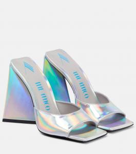 Мюли из металлизированной кожи Devon The Attico, Holographic Silver