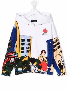 Худи с принтом Dsquared2 Kids, белый
