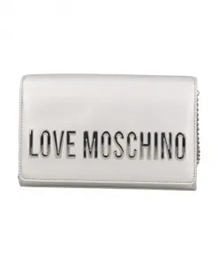 Женская сумка через плечо из синтетического материала серебристого цвета Moschino, серый