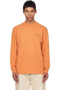 Carhartt Work In Progress Оранжевая футболка с длинными рукавами и надписью "American Script"