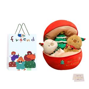 Мягкая игрушка Whoops Cute Capybara AOAOXIONG, Apple 30cm+белый Capybara 17cm+коричневый Capybara 17cm+Christmas Tree 16