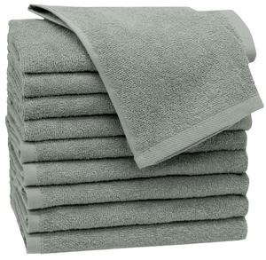 Комплект из 10 гостевых полотенец, хлопок, 30х50 см, 420г/кв.м, бензиново-синий Zollner, светло-серый