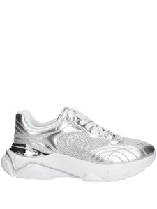 Кроссовки с перфорированным логотипом и низким верхом Guess Usa, серебристый