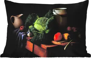 Подушка для улицы - Натюрморт - Овощи - Цвета - 50 x 30 см - Устойчива к погодным условиям - Подушка для отдыха - Подушка для дивана - Украшение для гостиной MuchoWow