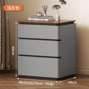 Yu Senyi Комод 60 см для спальни из массива дерева, 3 ящика, светло-серый