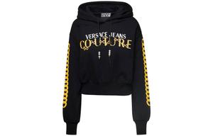 Логотип Couture худи с принтом и шнурком VERSACE JEANS COUTURE, черный