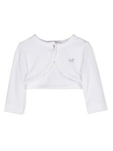 Monnalisa укороченный кардиган с кристаллами, белый
