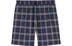 Шорты для плавания с завязками в клетку Carbon Blue Burberry, темно-синий