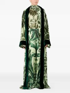 Платье с дамасским принтом и отделкой из бархата F.R.S For Restless Sleepers, зеленый