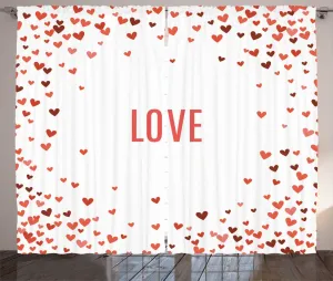 Штора ABAKUHAUS Love Rustic, романтическое сердце с рисунком, универсальная ленточная штора для гостиной с петлями и крючками, 280 x 245 см, бордо, красный, белый, красный Abakuhaus