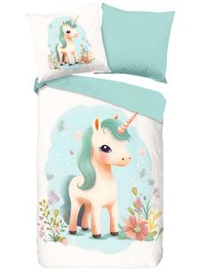 Детское двухстороннее постельное белье из фланели в цвете петролеум Good Morning, 135x200 см (80x80 см)