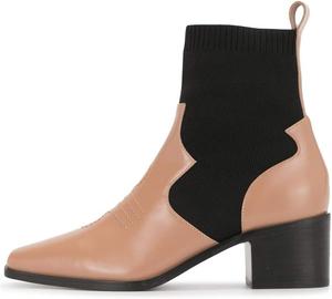 Женские стильные ботильоны YDN на низком массивном каблуке с эластичными вставками, квадратным носком и удобной посадкой, осенне-зимняя обувь, Nude