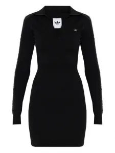 Мини-платье с длинными рукавами и воротником поло Adidas, черный