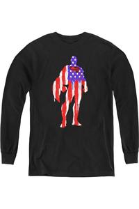 Футболка с силуэтом флага Супермена для подростков с длинным рукавом Gildan, черный