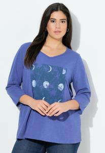 Топ Ulla Popken MEET ME IN THE MOONLIGHT 3/4 SLEEVE GRAPHIC , Atlantic Blue/Blue