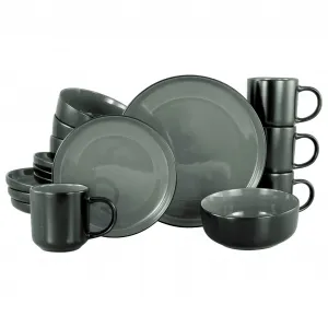 Комбинированный сервиз andas «современный набор посуды, сервиз Östra Greda», (набор, 16 предметов), высокая прочность, можно мыть в посудомоечной машине и микроволновой печи, цвет Black & Grey