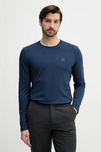 Хлопковый лонгслив BOSS Orange, темно-синий