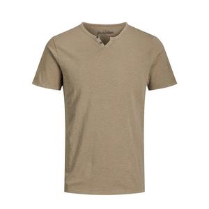 Футболка с коротким рукавом Jack & Jones Split Neck Slim Fit, бежевый
