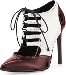 Женские туфли FOWT с заостренным носком, контрастной строчкой, на шнуровке, с каблуком-стилетто и ботильоны, размер 4-16 US, White Red