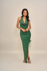 Асимметричное платье harper с воротником-хомутом для особых случаев Wal G., Forest Green