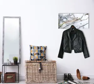 Вешалка Queence "Мрамор", (1 шт.), включая 3 крючка из нержавеющей стали и подвеску 60х30х1,5 см, цвет gold