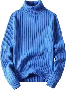 Мужской свитер с высоким воротником и ребристым низом