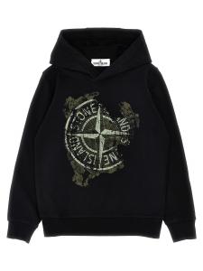 Толстовка с принтом Stone Island Junior, черный