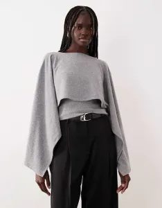 Серый меланжевый топ с длинными рукавами и шарфом ASOS DESIGN