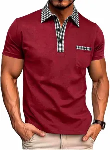 Мужская полосатая рубашка с коротким рукавом и цветными блоками ABABC