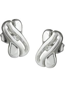 Gallay Серьги-гвоздики 10x6 мм, Х-образная форма, с кубическим цирконием, блестящие, серебро 925 пробы