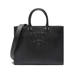 Кожаная сумка тоут шоппер через плечо женская черная PRADA, Set (Bag+Dust Bag)