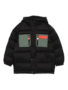 Пуховик с капюшоном Stella Mccartney Kids, черный