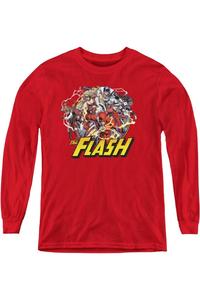 Футболка с длинным рукавом для подростков "Семья Флэша" из Лиги Справедливости Америки Gildan, красный