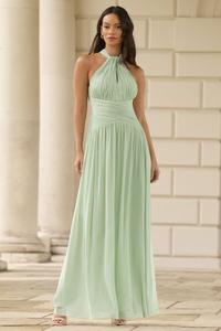 Платье подружки невесты макси с бретелькой на шее и вырезом Lipsy, зеленый